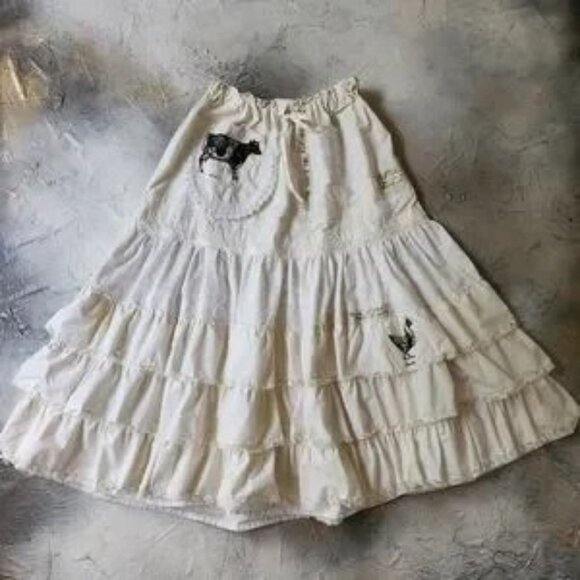 FINAL💛Boho Ruffle Maxi Skirt Patchwork Upcycled Antique Lace Magnolia Style - Picture 12 of 14